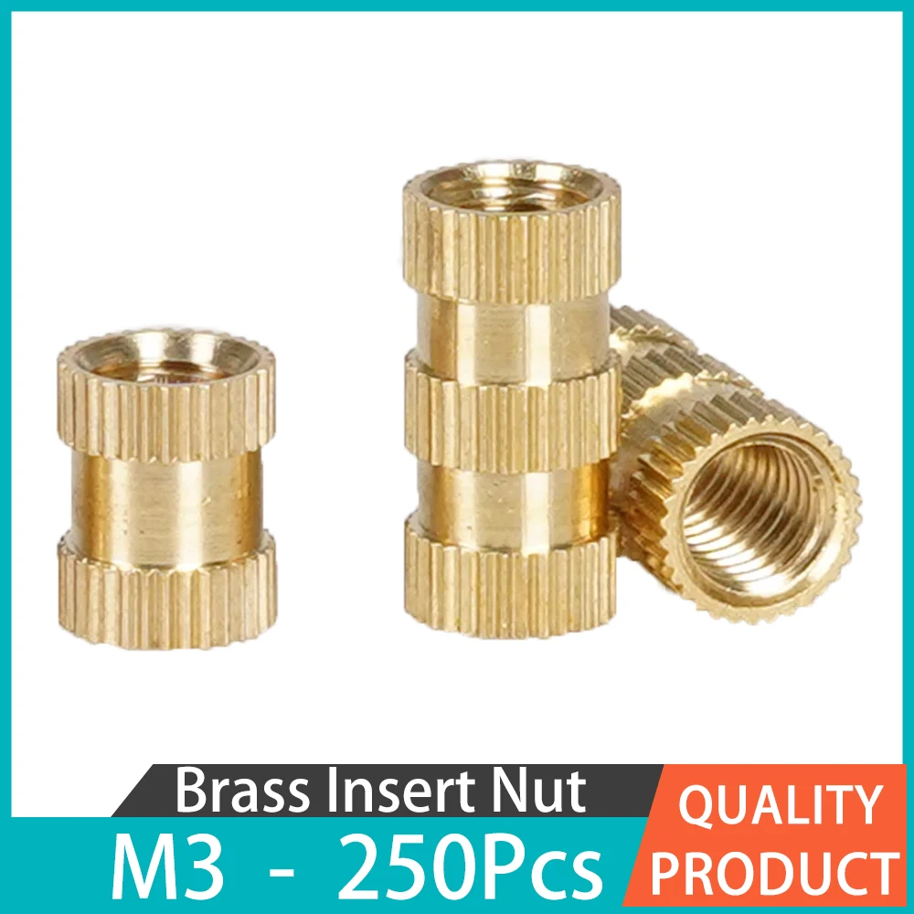 

250 M3 Insert Laptop Nuts Heat Molded Copper Threads Insert 3D Printer Laptop Nut Heads Insert Nuts Knurled Heat Fused Brass