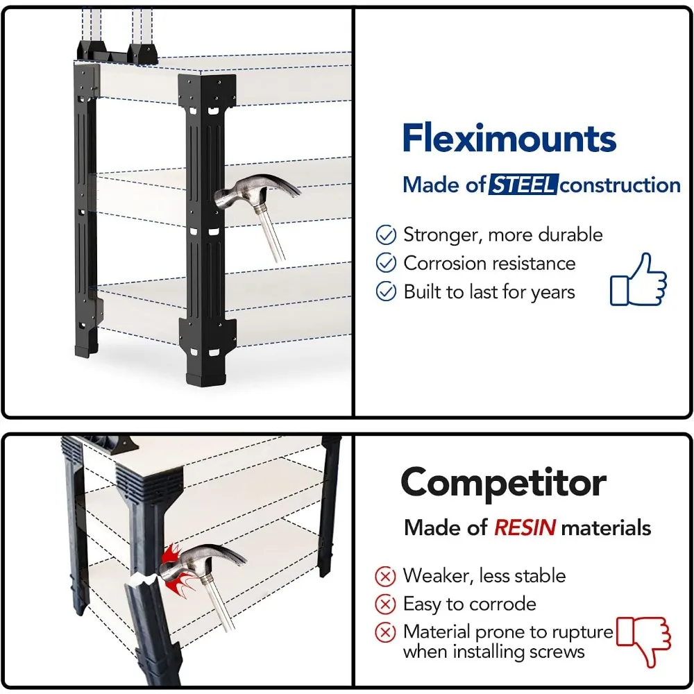 Kit gamba universale per banco da lavoro in acciaio, banchi da lavoro con struttura per scaffalature per garage personalizzabili in dimensioni e colori