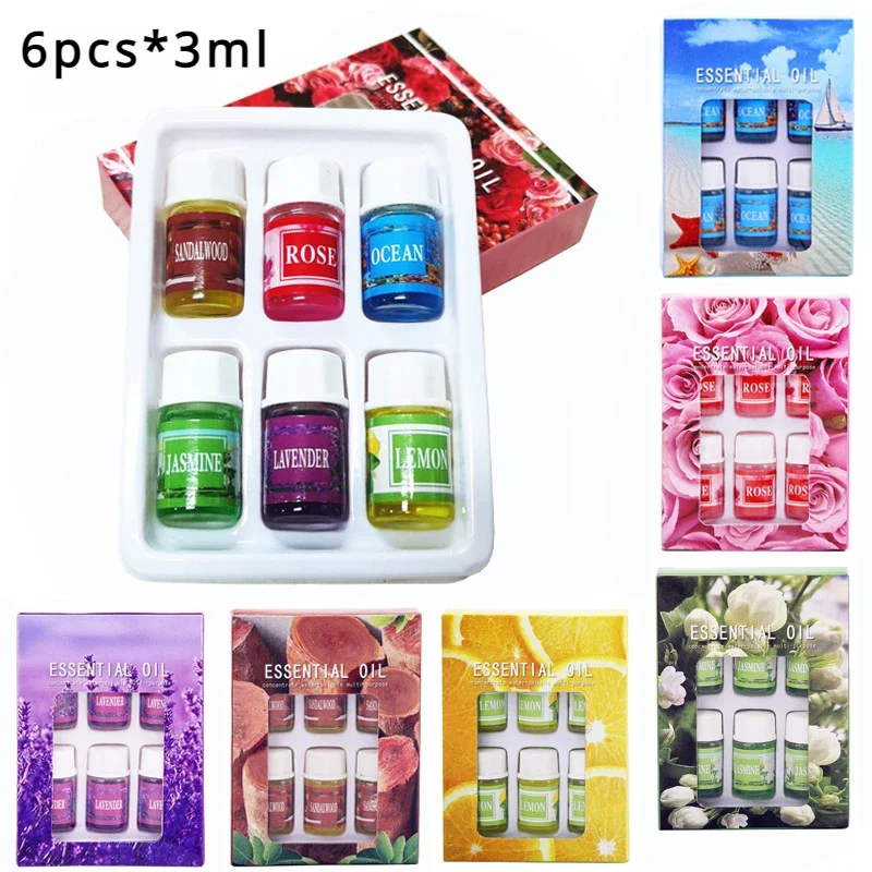 6PCS 3ML Air Freshener Natural Plant Aromatherapy Essential Oil Air Conditioning Perfume Aroma Diffuser Fragrance Humidifier