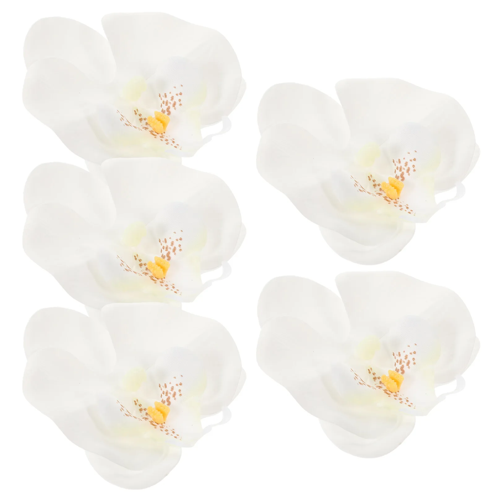 

5 White Phalaenopsis Heads 8cm Silk Artificial Flowers DIY Hair Accessories Wedding Decor Mini Orchid Faux Flower Craft Material