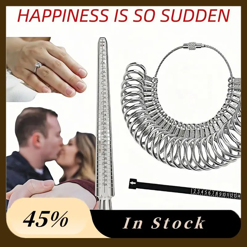A60Z4-Piece Metal Ring Sizer Jewelry Making Tool For Accurate Ring Measurement, Finger Sizing Gaugemay