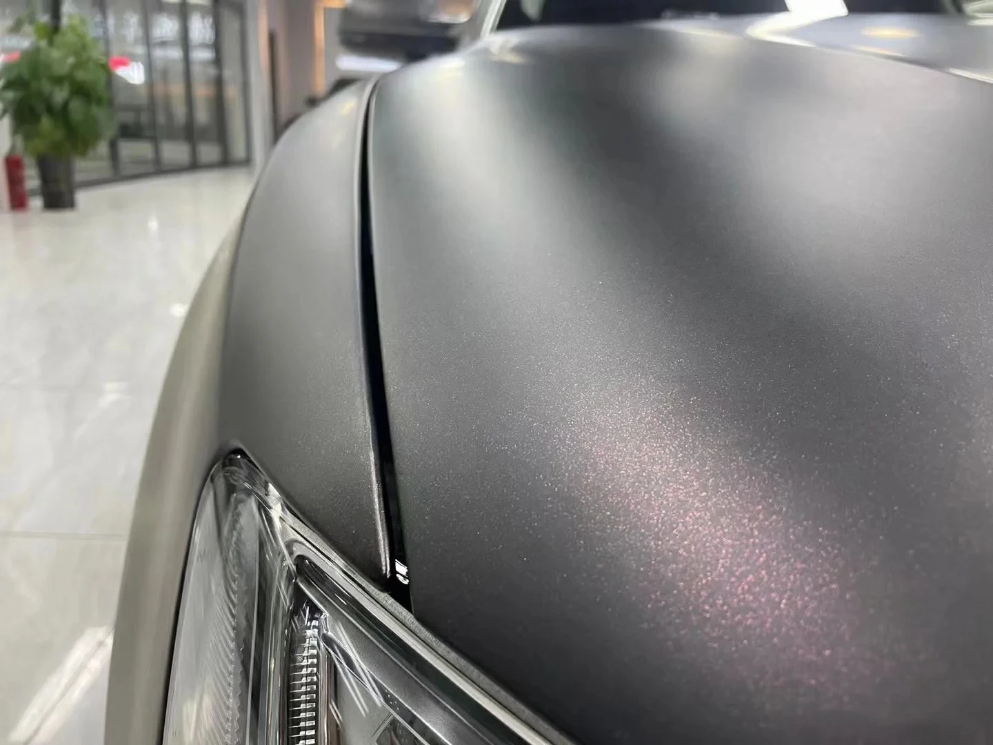 

PET liner Satin Red Car Roof Matt Basalt Wrap Vinyl