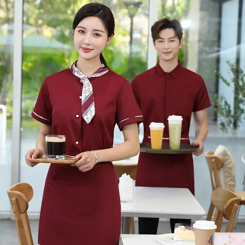 Waiter Workwear Women's Short-Sleeved New Chinese Summer Hotel Restaurant Ding Room Catering Hot Pot Restaurant Tea House Unifor