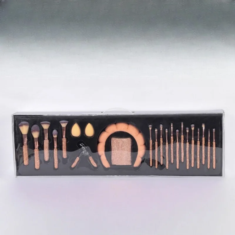18 diamond makeup brushes beauty blender headband eyelash curler beauty tool loose powder brush 23-piece set