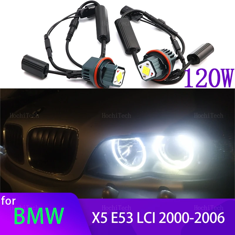 120W LED Car Angel Eyes Marker Lights Bulbs error free For BMW X5 series E53 3.0i 4.4i 4.6is 4.8is m54 M62 N62 2000-2006