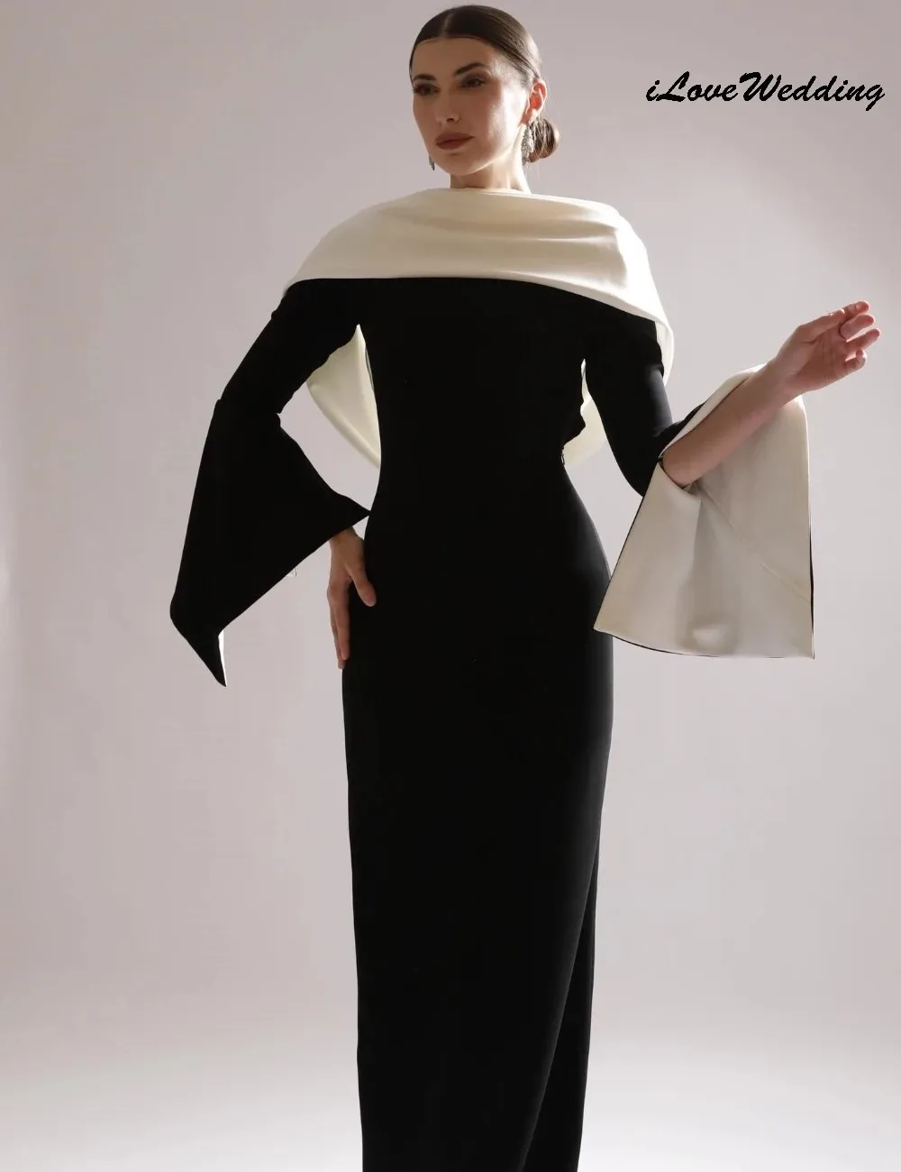 فستان سهرة أسود أنيق برقبة عالية 2025 بأكمام طويلة لحفلات الزفاف للنساء حورية البحر فساتين رسمية طويلة مخصصة