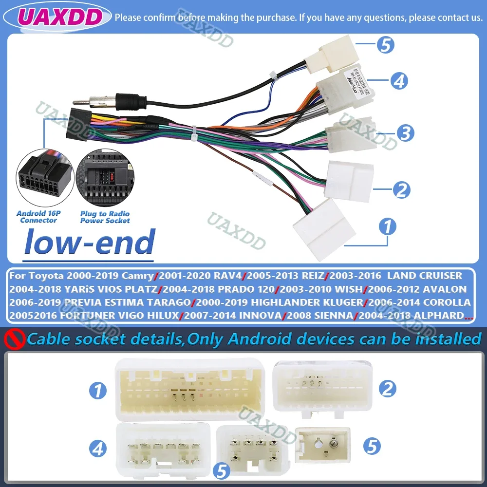 For Toyota camry prius land cruiser rush prado corolla levin vios yaris tuner vigo hilux highlander kluger coaster cable harness