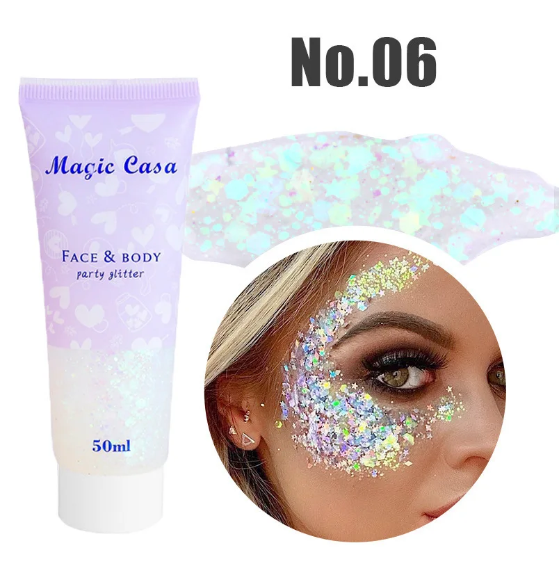 Zeemeermin pailletten body glitter gel, langdurige glitter voor lichaam gezicht haar oogmake-up, muziek festival feest langdurige gezicht glitter