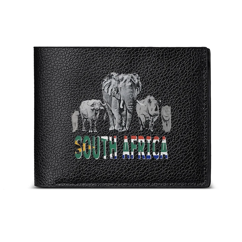 South Africa Wildlife Elephant Rhino And Buffalo Design Men's Wallet Card Holder Casual Business Fashion Print