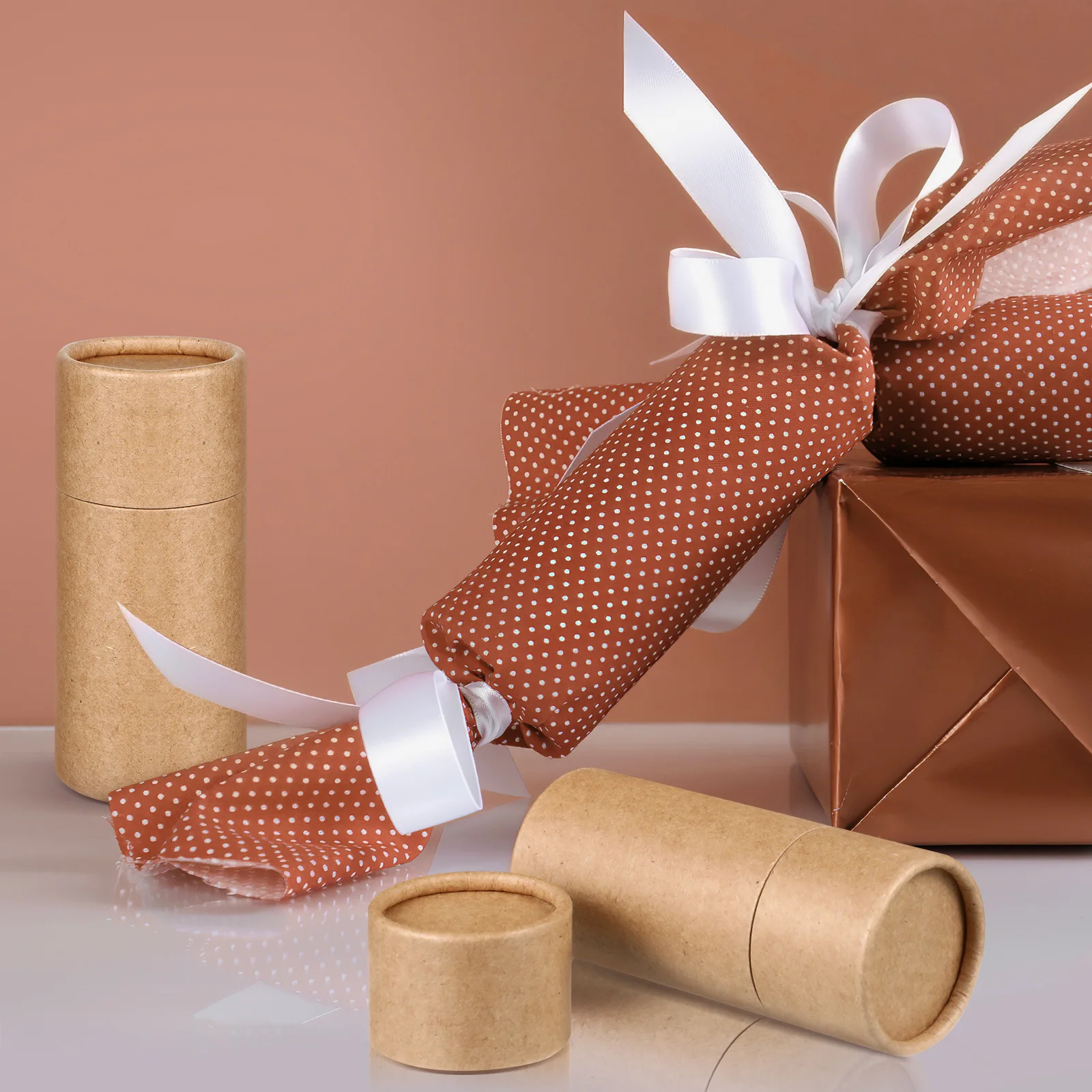 

10pcs Eco-Friendly Oil Bottle Packaging Boxes Brown Paper Cylinder Gift Containers For Essential Oil Storage Tea Incense Sticks