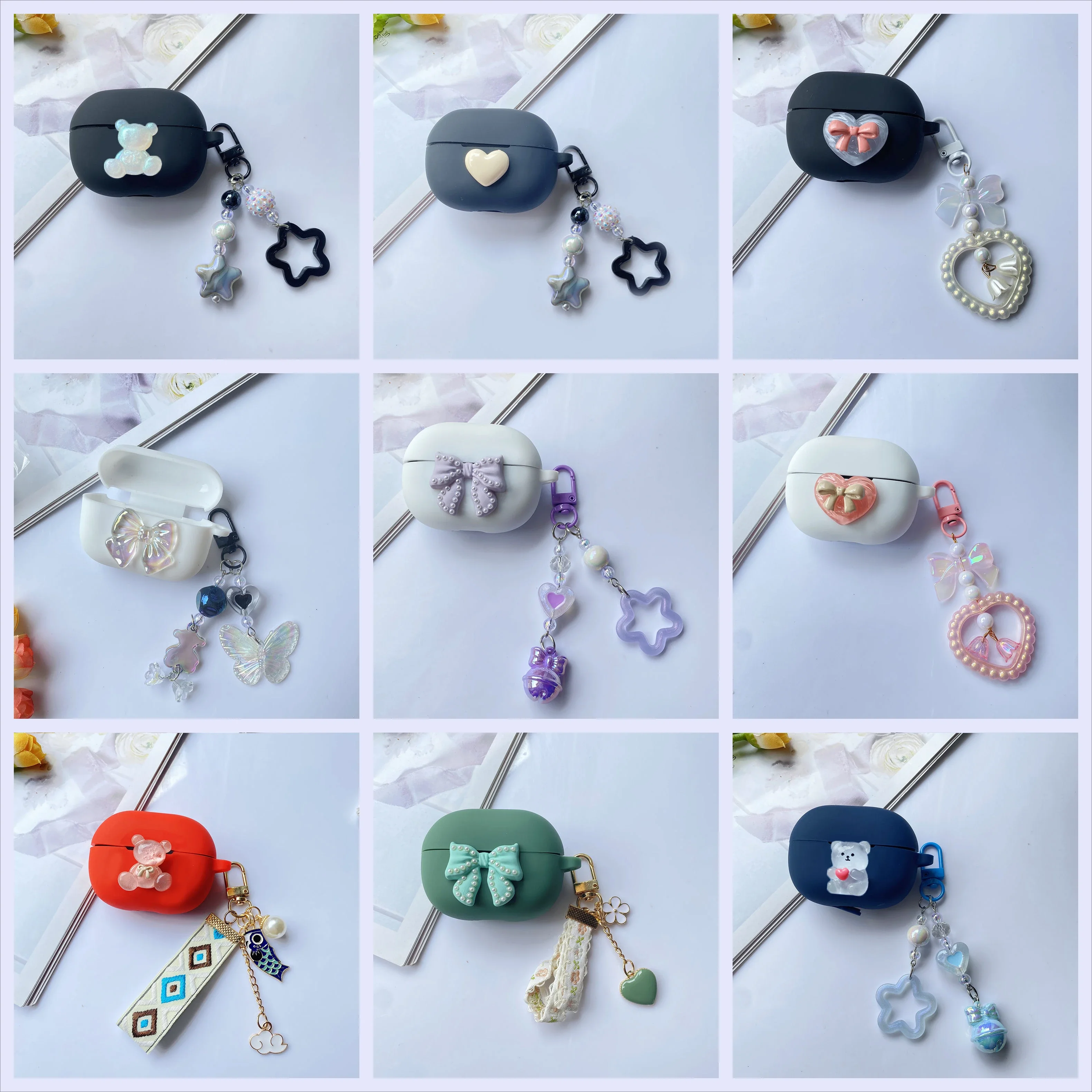 cute cartoon For JBL TUNE BEAM 2 Case Elite4 Active flower keychain silicone Earphone Cover For JBL TUNE BEAM cover