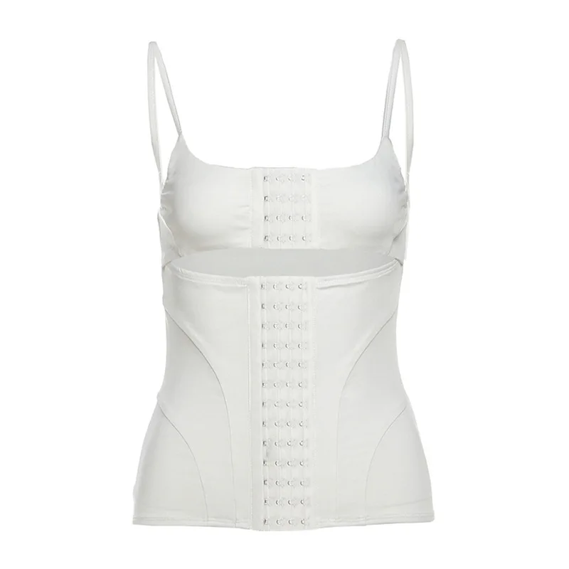 2025 Cross-border Summer New Solid Color Sexy Suspender Hollow Waist Slim Vest Women Cw91450