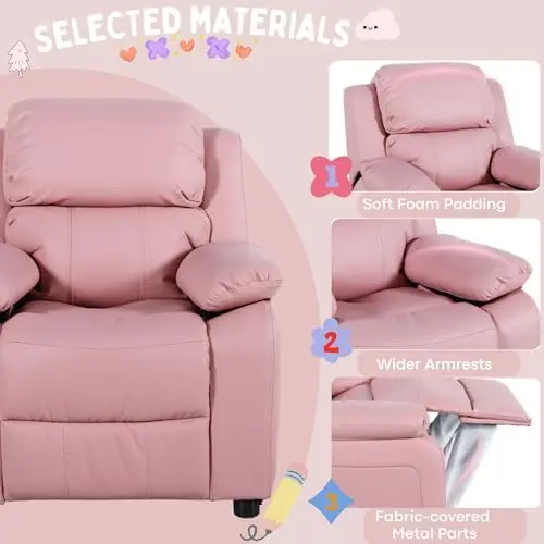 마카롱 키즈 리클라이닝 체어 가죽 리클라이너 소파 푸시백 유아 어린이 아동 2-8세