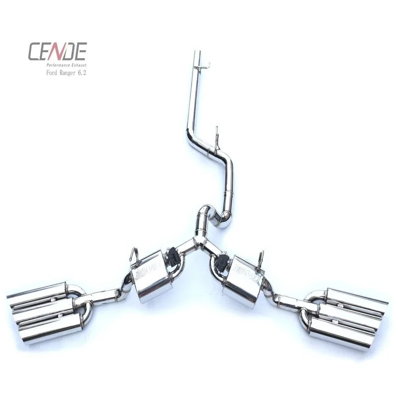 Elite CENDE Active Sound Valvetronic Control Stainless Catback Exhaust Carbon Fiber Tips Mirror Polished F-150 Racing Tuning Kit
