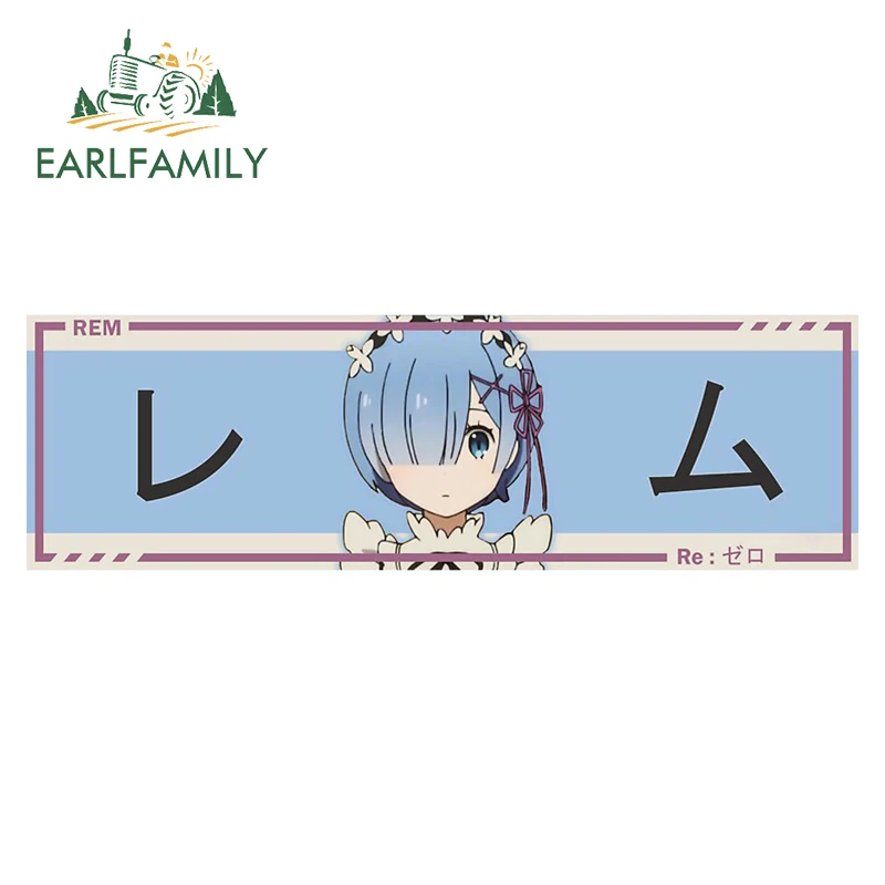 

EARLFAMILY 13cm x 4.2cm for Rem Drift Slap Car Sticker Custom Printing Decal Scratch-Proof Waterproof Windshield VAN Decoration