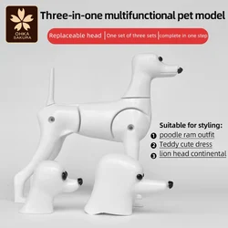 Pet Groomer Fake Dog Model New Three-In-One Model Teddy Ram Poodle Shape Head Practice Fake Hair model dog for grooming