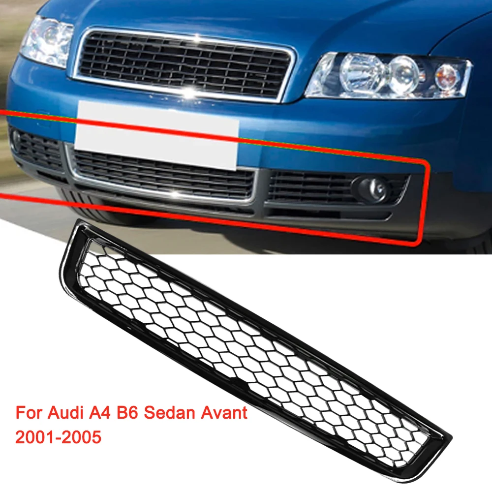 

8E0807647 Car Front Bumper Fog Lights Grille Cover Lower Honeycomb Mesh Net ABS Black for Audi A4 B6 Sedan 2002 2003 2004 2005