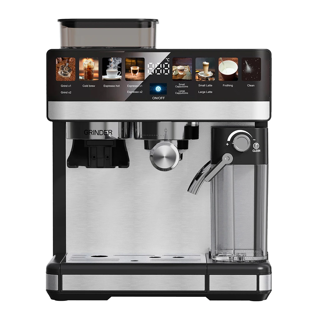 3 In 1 Digital Double Boiler Milk Frothing Automatic Coffee Maker Capsule Portafilter Professional Espresso Machine With Grinder