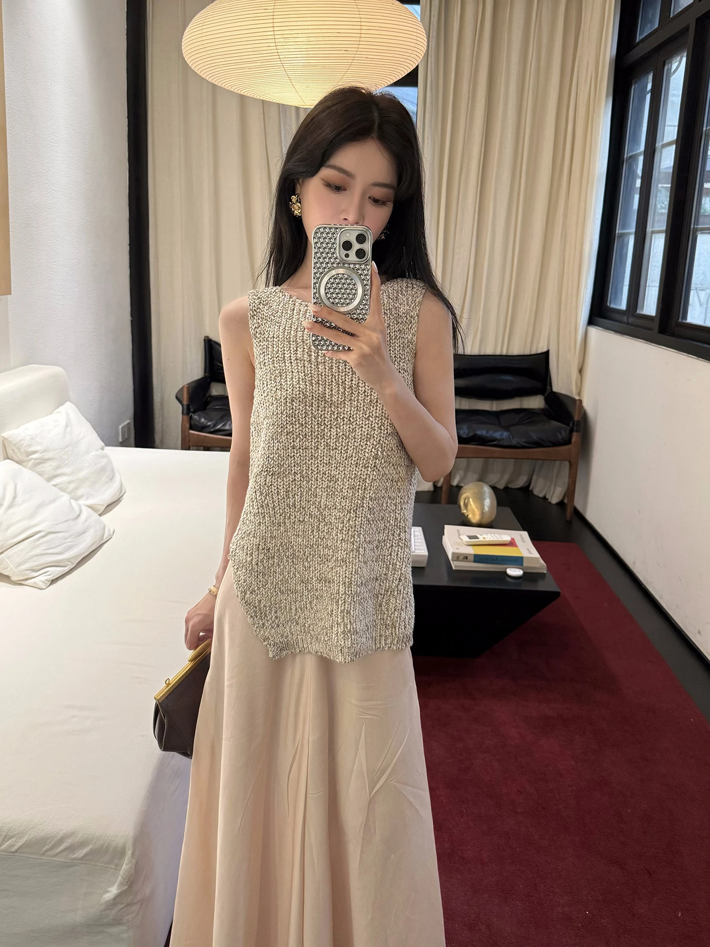 

Повседневный свободный вязаный жилет для женщин, осенне-зимний, в стиле lazy, с боковыми разрезами, модный, удобный, дышащий, из смесового хлопка