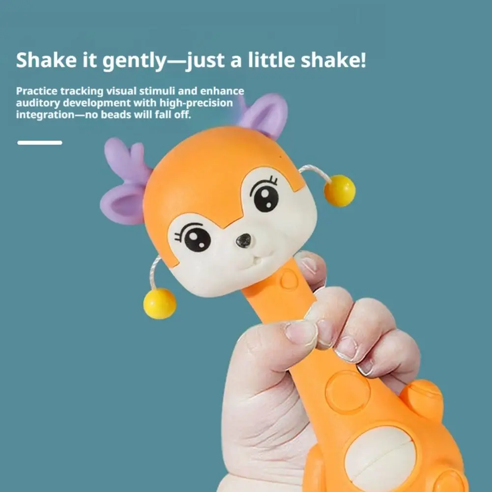 Cute Sika Deer Shaped Baby Rattle, Soft Sound Plastic Teething Toy with Ergonomic Handle for Infants Baby Rattle Toys 1pcs