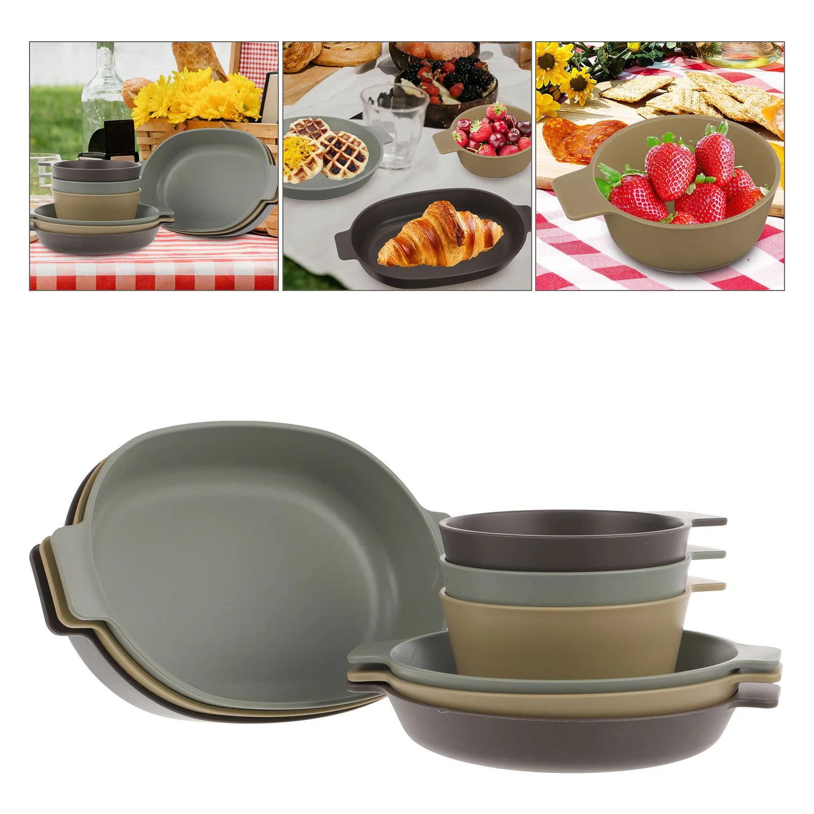 

Outdoor Tableware Set Camping Plate Plastic Bowl Decorative Dinnerware Cutlery Fine Exquisite