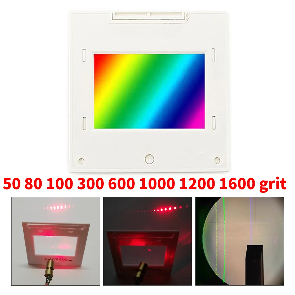 Diffraction Grating 50 80 100 300 600 1000 1200 1600 Grit Line 2mm Transmission Grating Spectrophotometer Optical Teaching Tools