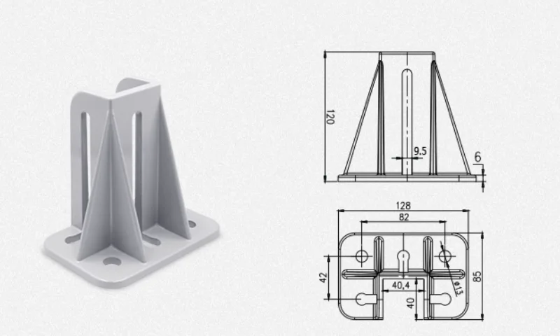 Aluminum alloy foot fence base guardrail aluminum column fixed foot 4040 profile square foot connector