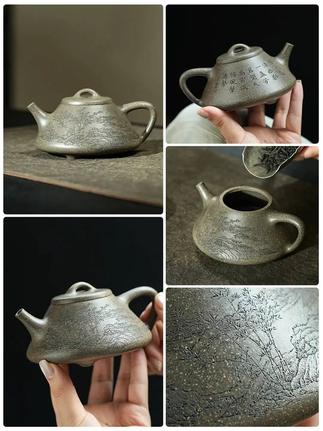 Yihu Chun High-End Purple Clay Teapot, Masterfully Handcrafted Tea Pot, High-Temperature Crab Shell Green Mountain Water Stone