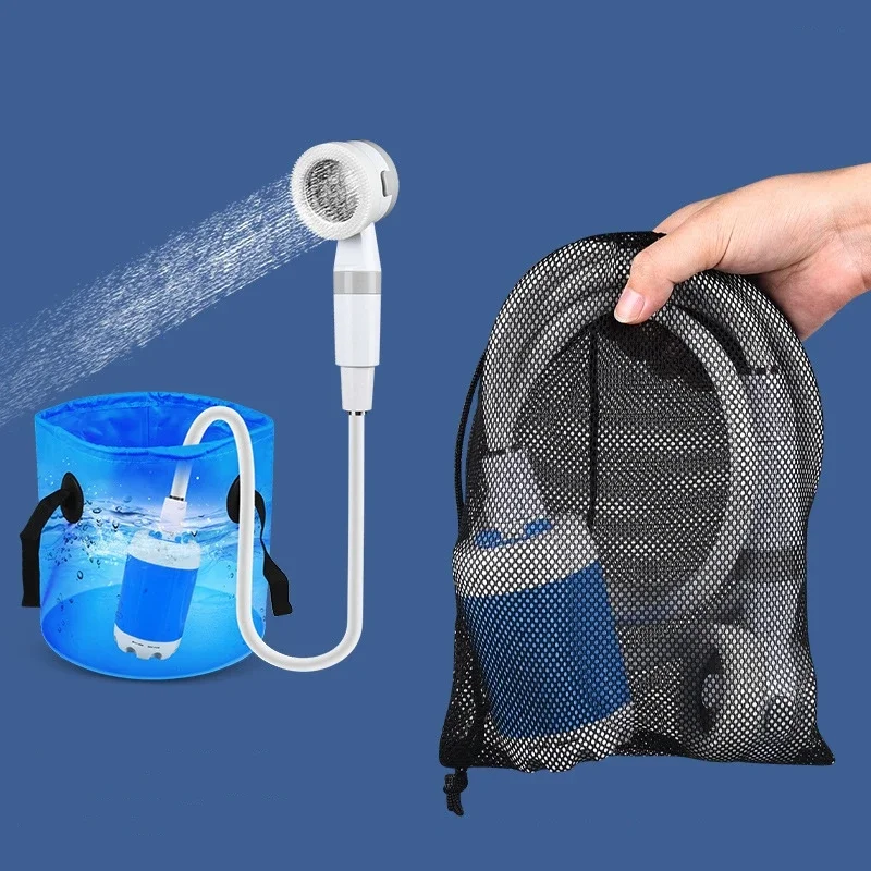 Outdoor portable camping shower multi-functional lightweight USB rechargeable 5000mah battery camp shower