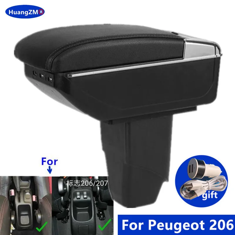 Für Peugeot 206 cc Cabrio Armlehne Für PEUGEOT 206 Armlehne box Center Storage box Innen Retrofit USB lade Auto Zubehör
