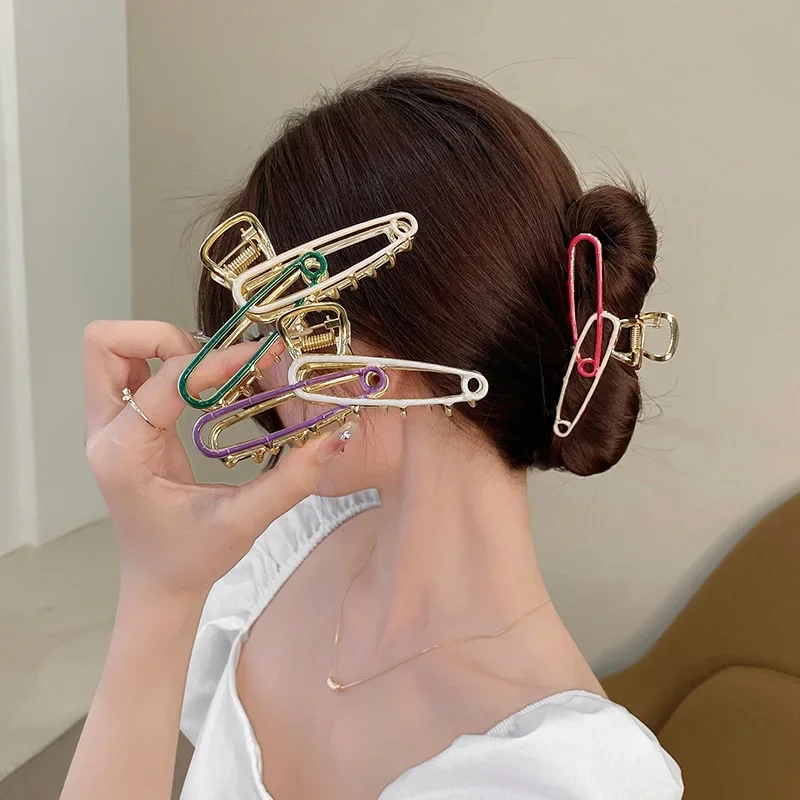 Fashion Golden Hollow Geometric Hairpins Hair Crab Metal Hair Claw Headband Hairpins Woman Jewelry