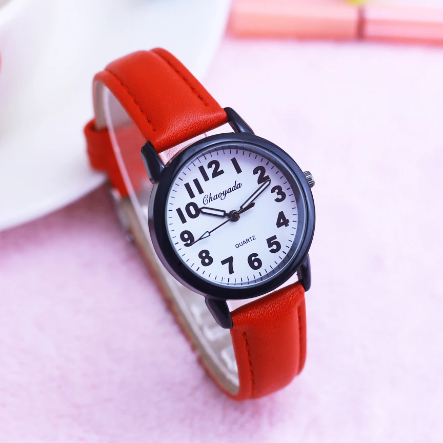 new children boys girls fashion simple digital quartz watches student school supplies Stationery leather birthday gifts watches