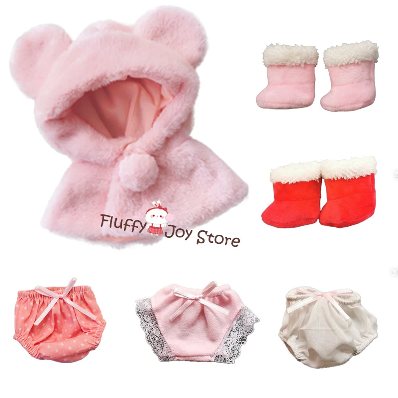 

Doll Clothes Fit 25cm Mellchan Doll Toy 1/6 BJD Baby Doll New Born Cute Pink Gray Cloak Shorts Boots Suit Girls DIY Gifts