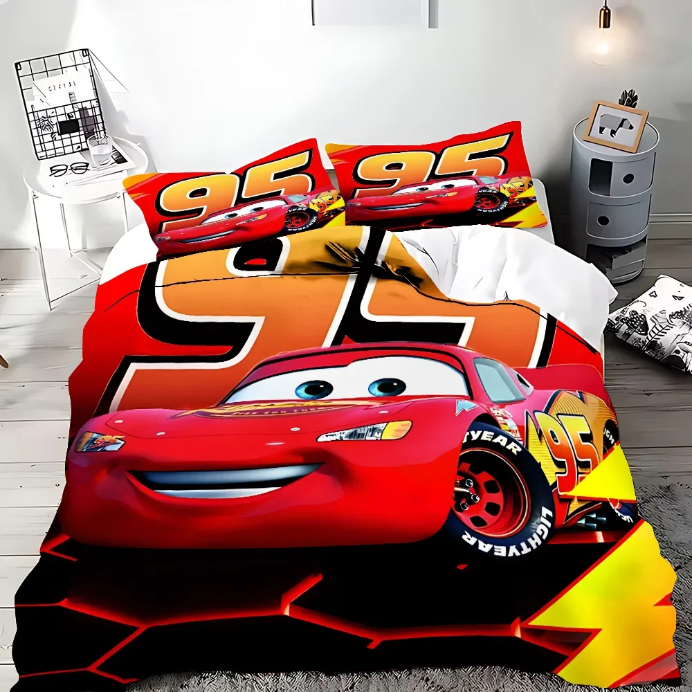 Duvet Cover Pillowcase Bedding Set Adult Boy Girl Bedroom cars Lightning Cars McQueen Decoration Children Gift Single Double