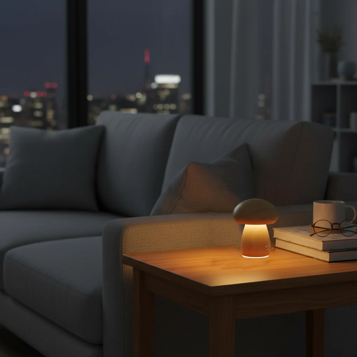 

Перезаряжаемая светодиодная настольная лампа в виде гриба, ночник, креативный для спальни, портативный деревянный стол с регулируемой яркостью, сенсорные прикроватные светильники с затемнением