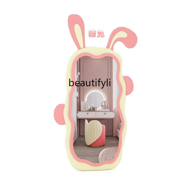 

Rabbit Full-Length Mirror Girls' Bedroom Dressing Mirror Home Rabbit Ear Cute Floor Mirror Clothing Store Full-Length Mirror