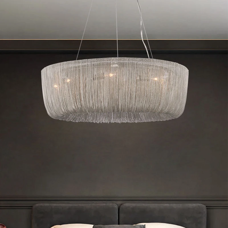 

Living Room Chandelier Light Luxury Creative Designer Tassel Chain Restaurant Chandelier Post-modern Simple Bedroom Chandelier