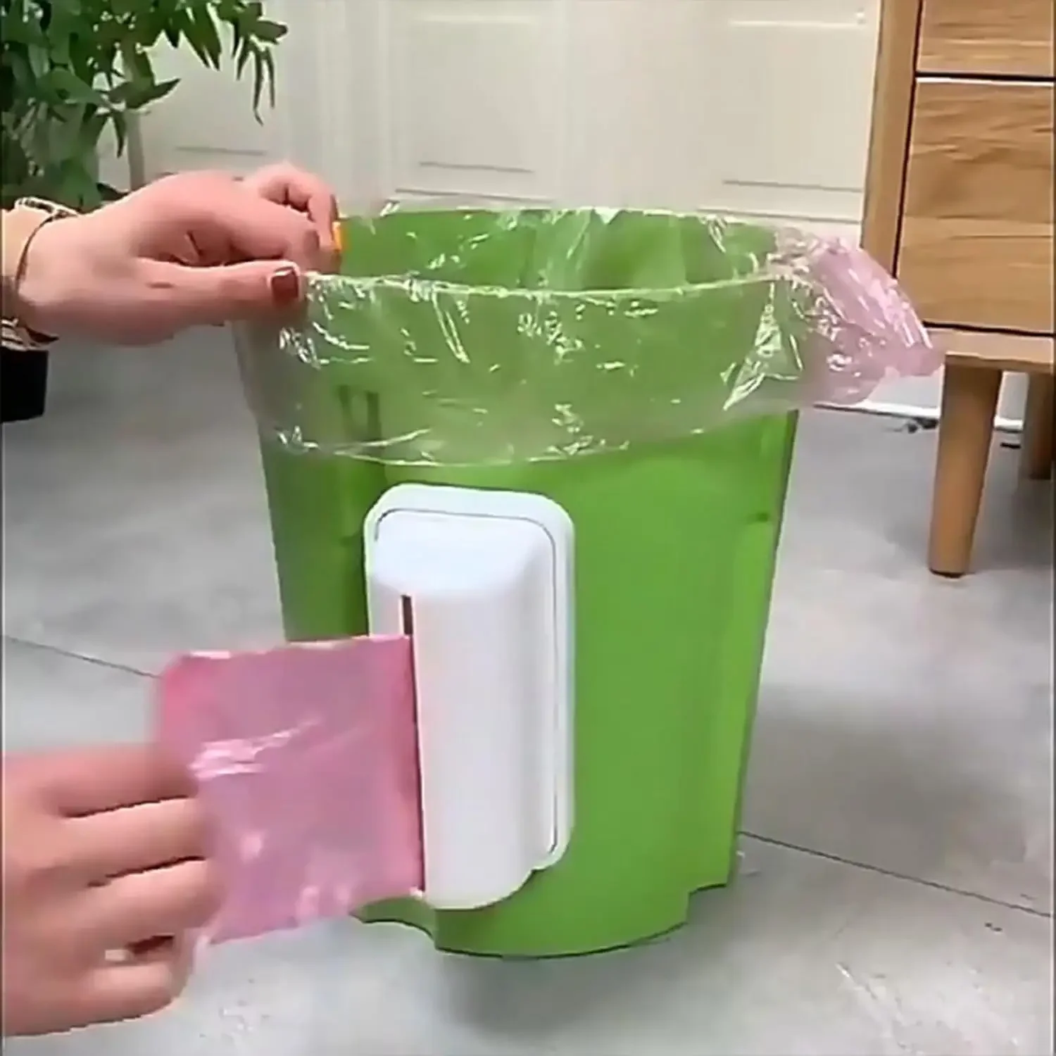 Extractable Bag Dispenser Trash Bags Storage Box with Adhesive Sticker Wall-Mounted Kitchen Plastic Grocery Bag Holder Organizer