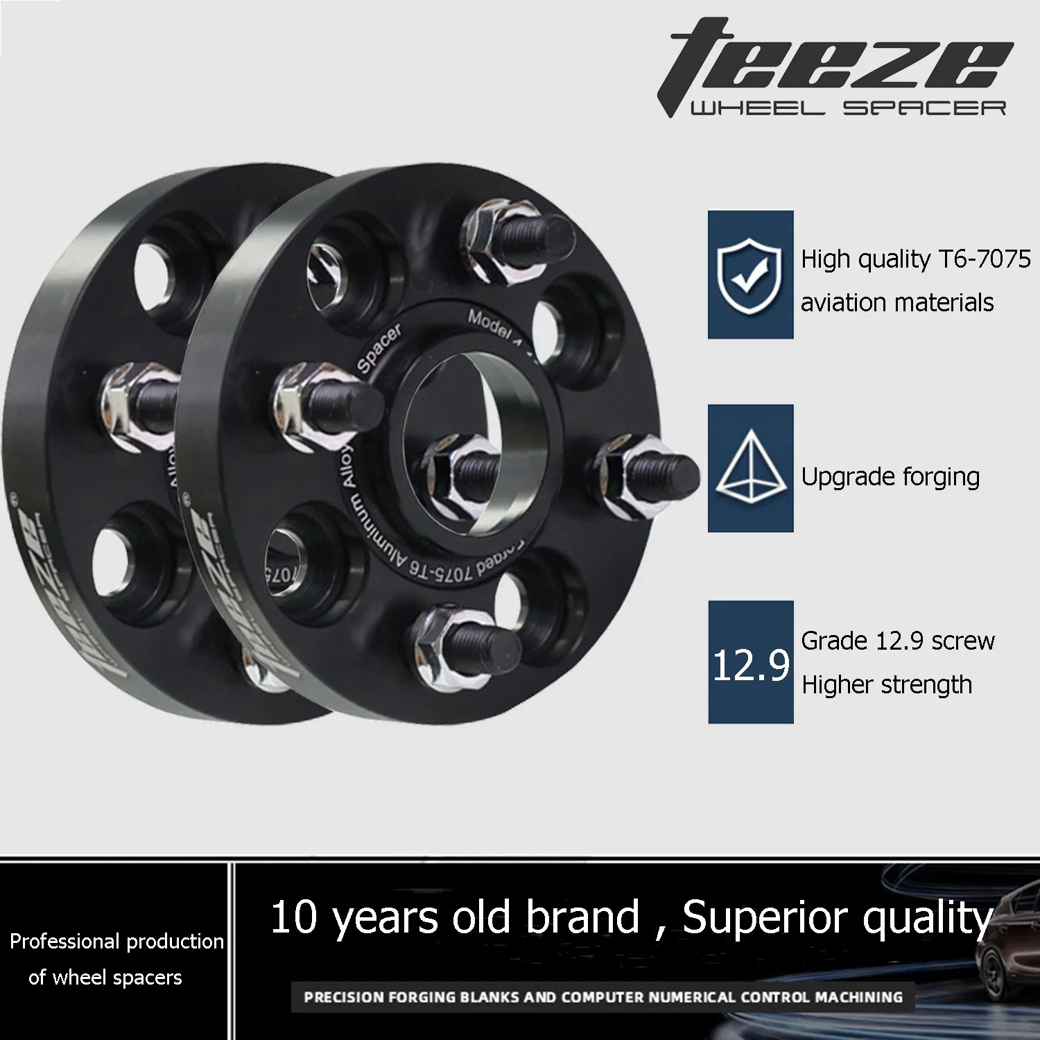 

Teeze 2pcs PCD 4x100 Center Bore 57.1mm M12x1.5Wheel Spacer Adapter 7075-T6 Forged Aluminum Alloy