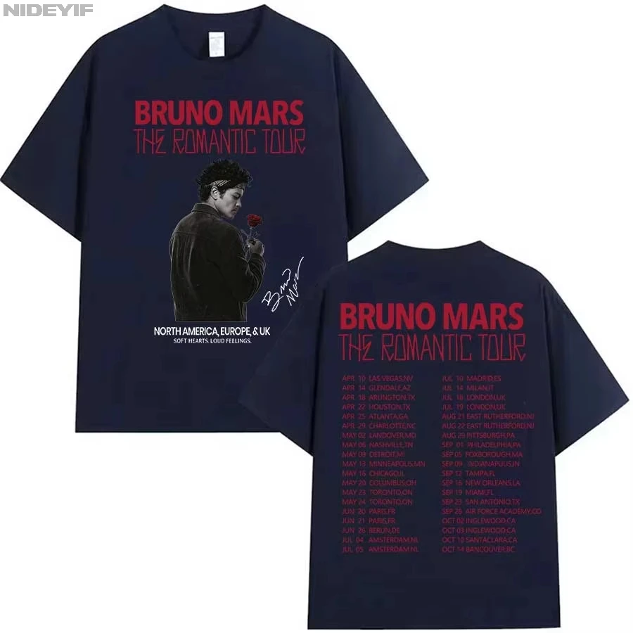 Bruno Mars The Romantic Tour T-Shirt für Herren- und Damenbekleidung, Hiphop-Streetwear-Tops, Baumwolle, 2026, Sommer-T-Shirt – Detail 8