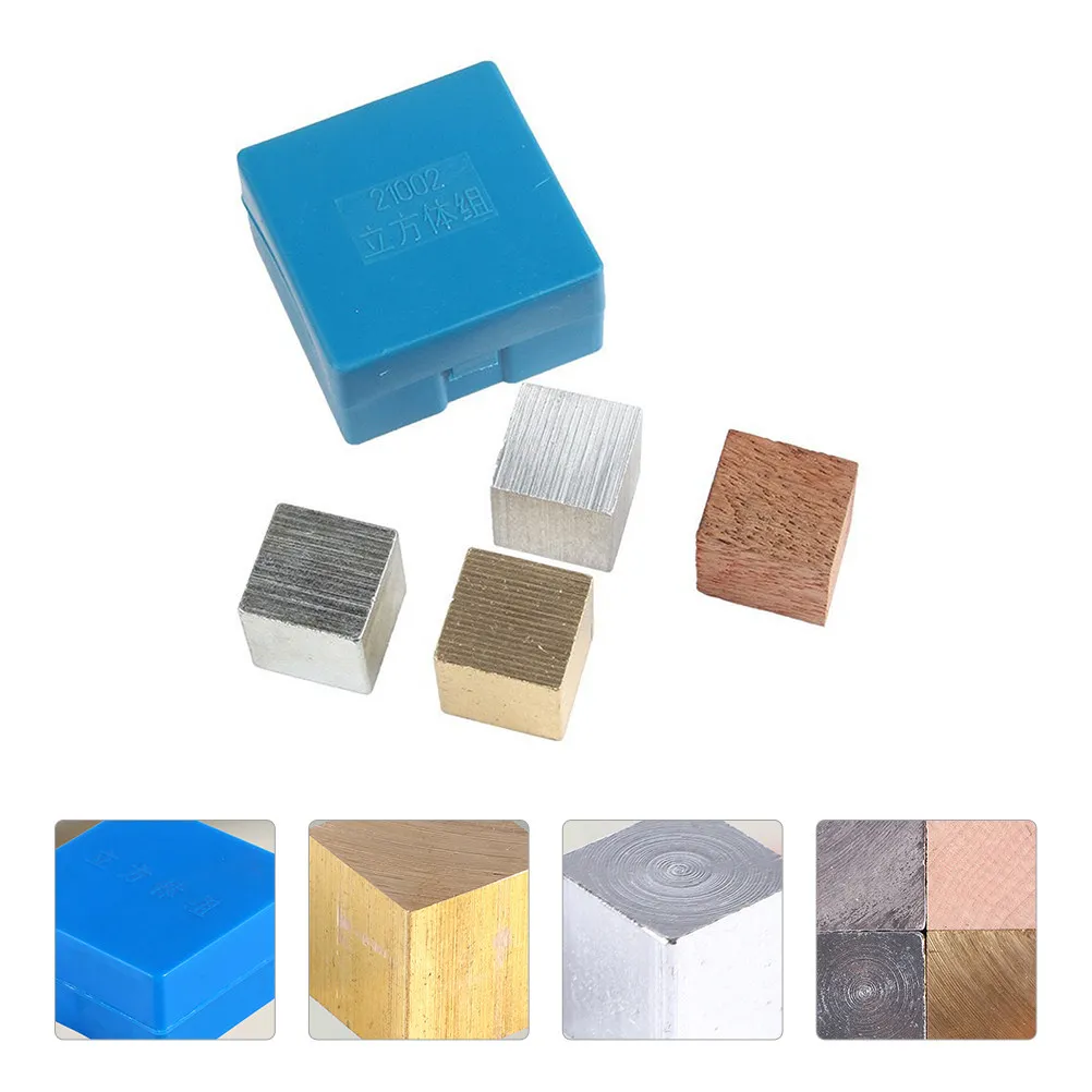 1Set Aluminum Iron Wood Copper Scientific Physical Experiment Cube Blocks Education Kit Material Density Observation Teaching