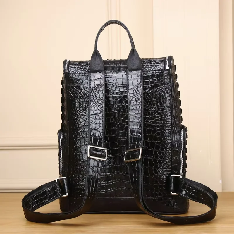 Men's real Leather Business Travel Backpack Genuine leather Crocodile Pattern Men's Backpack Large Capacity cowhide laptop bag