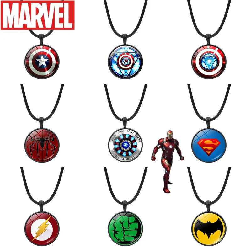 Marvel Captain America Spider-man Necklace for Men and Women Anime Figures Iron Man Hulk Neck Chains Jewelry Accessories Gifts