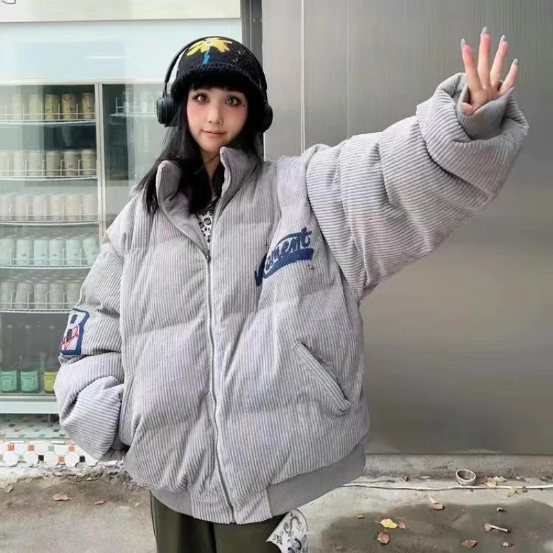 Y2k Harajuku cappotto di velluto a coste giacca invernale retrò da uomo e da donna stile Unisex inverno moda retrò spessa giacca a bolle calda