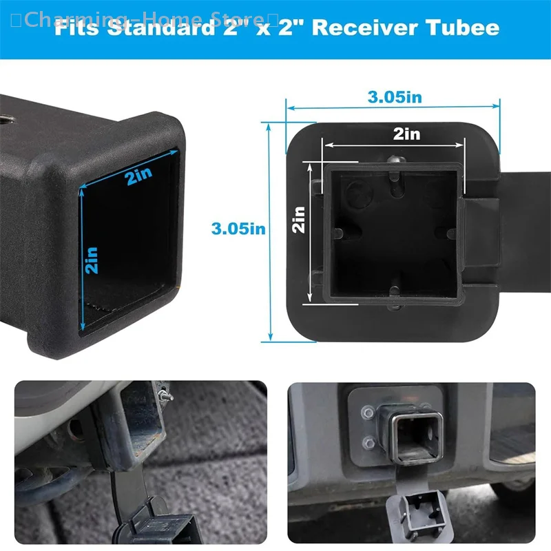 【M】غطاء وصلة مقطورة مقاس 2 بوصة، واقي قابس عالمي مقاوم للماء لمقبس خطاف السحب، ملحق خارجي للسيارة #4
