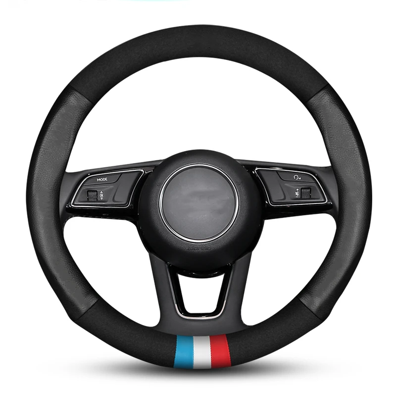 Universal Suede All Season Auto Car Steering Wheel Cover D Shape / Round Small / Big Size Suitable for 36cm 38cm 40cm