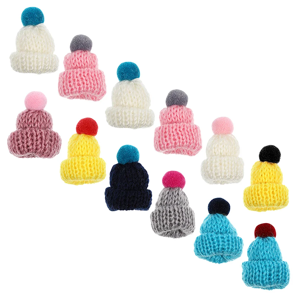 12 قطعة من إكسسوارات الحياكة الصغيرة ذاتية الصنع قبعات صغيرة مقاومة للاهتراء قبعات مصغرة رائعة Kawaii #3