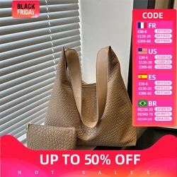 Fashion Woven Totes Women Handbag Large Capacity Soft Leather Underarm Bag Female Casual Shoulder Bags Commute Travel Big Bags