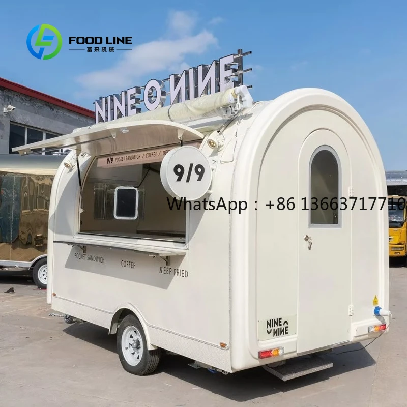 

Customized Mini Mobile Coffee Round Cart Street Food Trailer Concession Food Fruit Juice Cart For Outdoor Coffee Shop Business