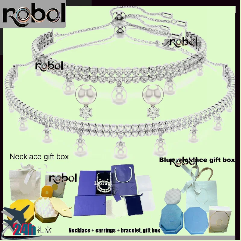 

GJ2 2025 High-quality Colored Gemstone Pearl Women's Jewelry Sets,Elegant、Exquisite with Gift Box Necklaces, Bracelets, Earrings